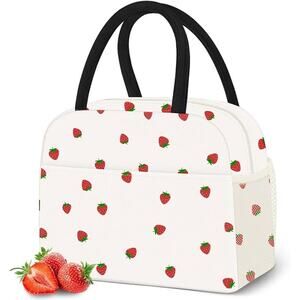 Cute Strawberry Lunch Bag, Lunch Box, Reusable Insulated Lunch Tote Bag